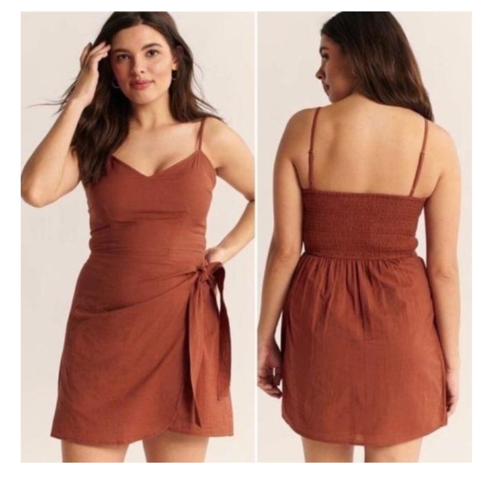 NWT Abercrombie red-orange wrap mini dress